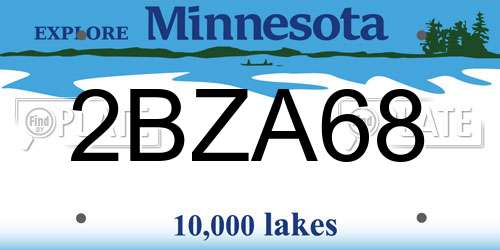 2BZA68 Minnesota License Plate