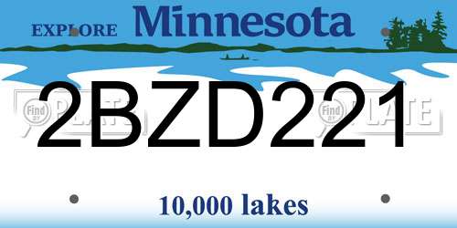 2BZD221 Minnesota License Plate