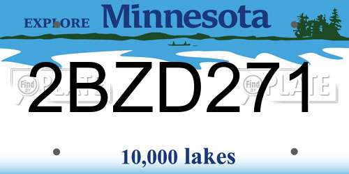 2BZD271 Minnesota License Plate