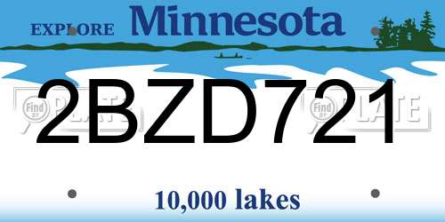 2BZD721 Minnesota License Plate