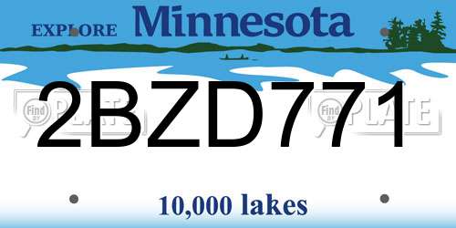 2BZD771 Minnesota License Plate