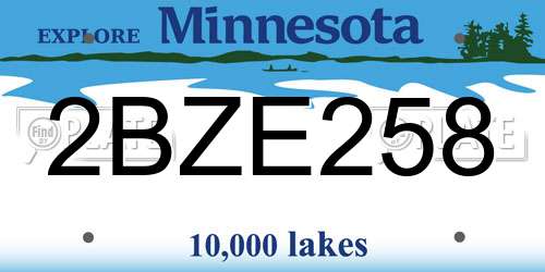 2BZE258 Minnesota License Plate
