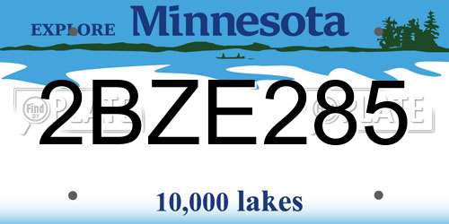 2BZE285 Minnesota License Plate