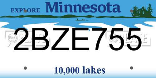 2BZE755 Minnesota License Plate
