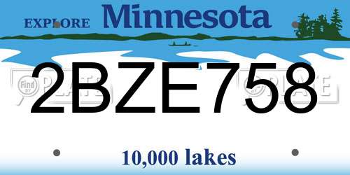 2BZE758 Minnesota License Plate