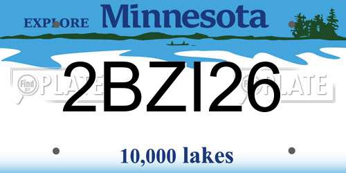 2BZI26 Minnesota License Plate