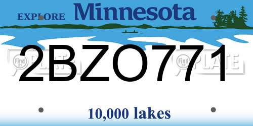 2BZO771 Minnesota License Plate
