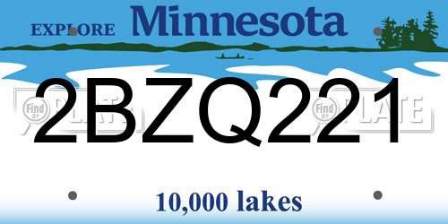 2BZQ221 Minnesota License Plate