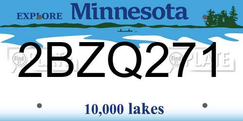 2BZQ271 Minnesota License Plate