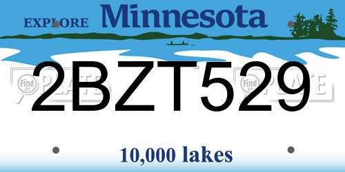 2BZT529 Minnesota License Plate