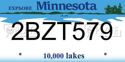 2BZT579 Minnesota License Plate
