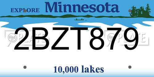 2BZT879 Minnesota License Plate