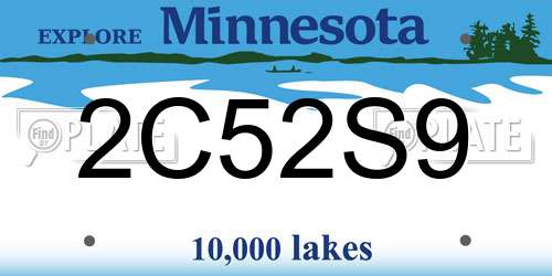 2C52S9 Minnesota License Plate