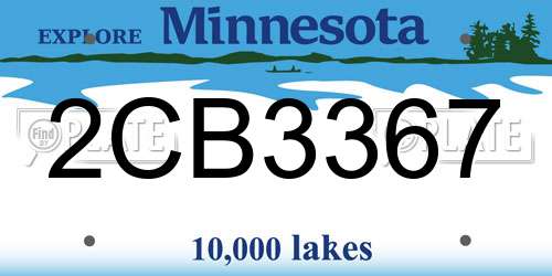 2CB3367 Minnesota License Plate