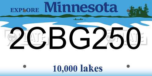 2CBG250 Minnesota License Plate