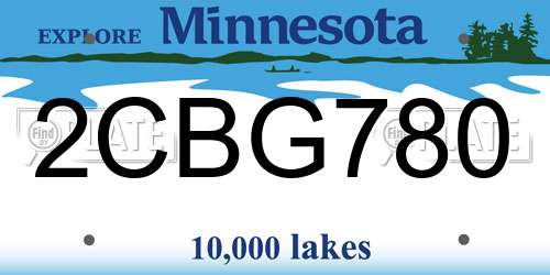 2CBG780 Minnesota License Plate