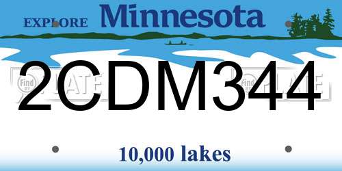 2CDM344 Minnesota License Plate
