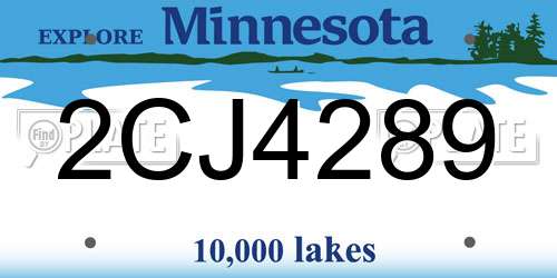 2CJ4289 Minnesota License Plate