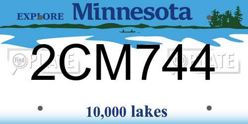 2CM744 Minnesota License Plate