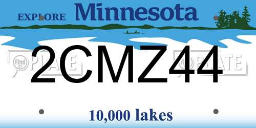 2CMZ44 Minnesota License Plate