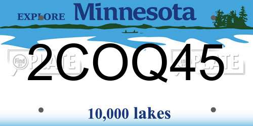 2COQ45 Minnesota License Plate