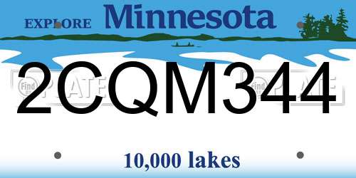 2CQM344 Minnesota License Plate