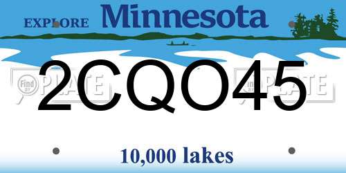 2CQO45 Minnesota License Plate