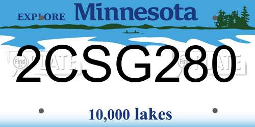 2CSG280 Minnesota License Plate
