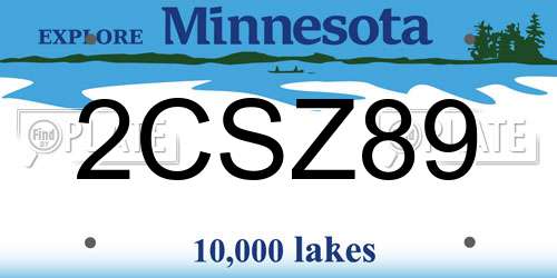2CSZ89 Minnesota License Plate