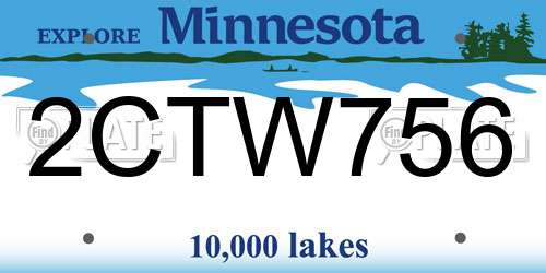 2CTW756 Minnesota License Plate