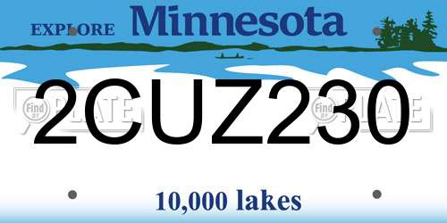 2CUZ230 Minnesota License Plate