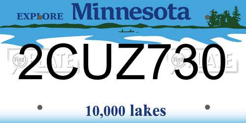 2CUZ730 Minnesota License Plate