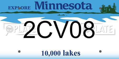 2CV08 Minnesota License Plate