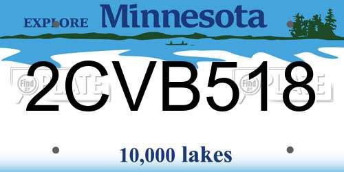 2CVB518 Minnesota License Plate