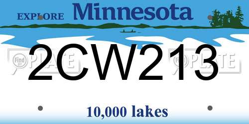 2CW213 Minnesota License Plate