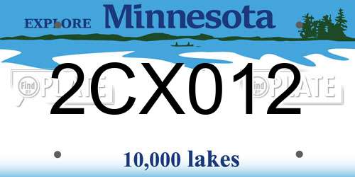 2CX012 Minnesota License Plate