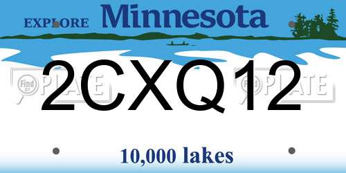 2CXQ12 Minnesota License Plate