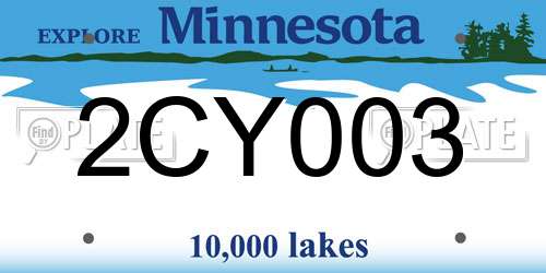 2CY003 Minnesota License Plate