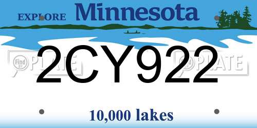 2CY922 Minnesota License Plate