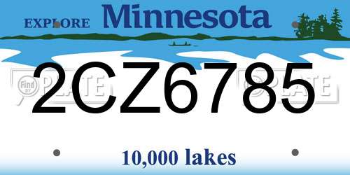 2CZ6785 Minnesota License Plate