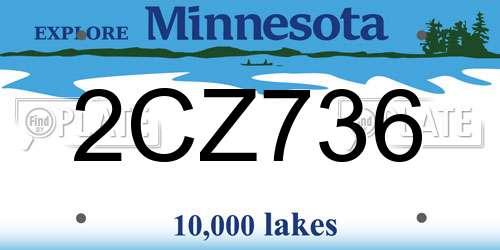 2CZ736 Minnesota License Plate