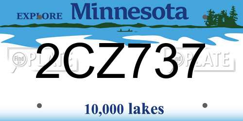 2CZ737 Minnesota License Plate