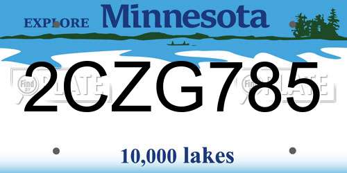 2CZG785 Minnesota License Plate