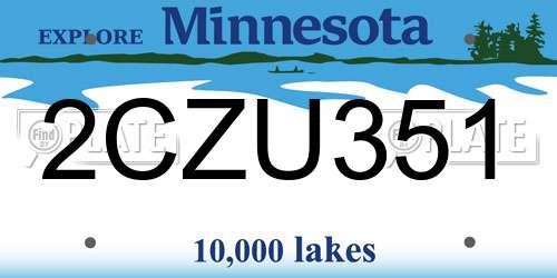 2CZU351 Minnesota License Plate