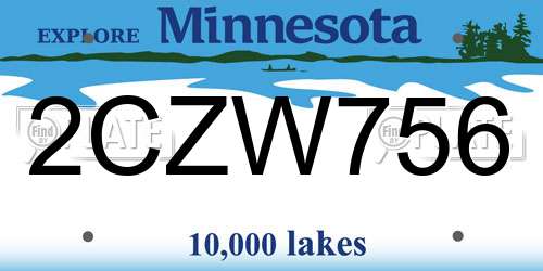 2CZW756 Minnesota License Plate