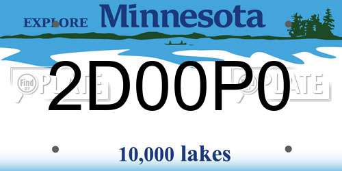 2D00P0 Minnesota License Plate