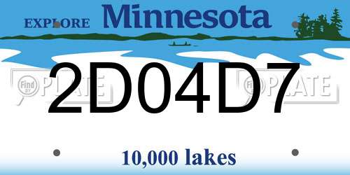 2D04D7 Minnesota License Plate
