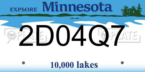 2D04Q7 Minnesota License Plate