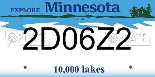 2D06Z2 Minnesota License Plate