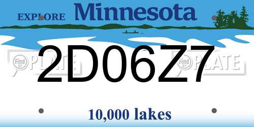 2D06Z7 Minnesota License Plate